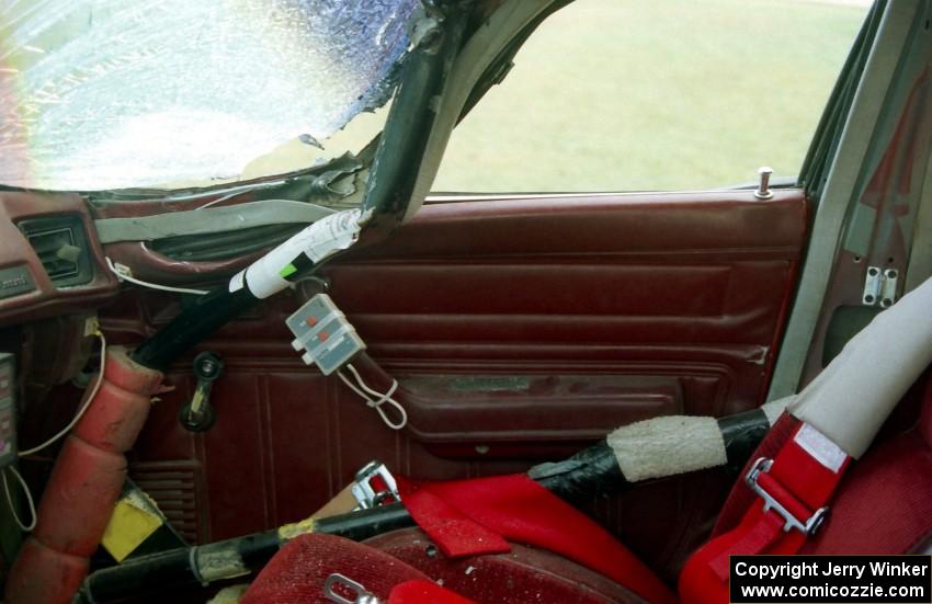 Severe damage to the right-side a-pillar on the Gary Starr / Bill Tifft Dodge Omni GLH.(5)