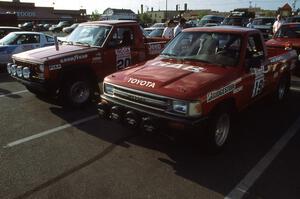 Gary Gooch / Judy Gooch in their Toyota Pickup along side the Jeep Comanche of Roger Hull / Rob Cherry.