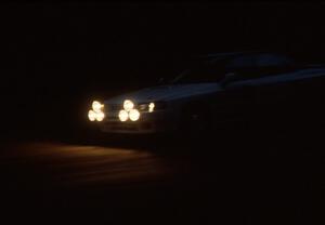 Chad DiMarco / Erick Hauge in their Subaru Legacy at the spectator point on Friday night.