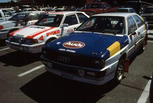 Paul Choinere / Scott Weinheimer Audi Quattro alongside the Mazda 323GTX of Jeff Zwart / Cal Coatsworth.