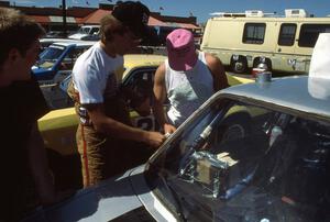 Chris Huntington / Stacy Lukaskawcez do last minute prep to their VW GTI.