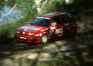 Jean-Paul Perusse / Martin Headland VW Golf Rallye prepare for the crossroads.