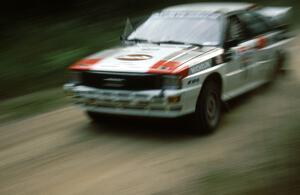 Bruno Kreibich / Jeff Becker Audi Quattro rocket down a straightaway on Blue Trail.