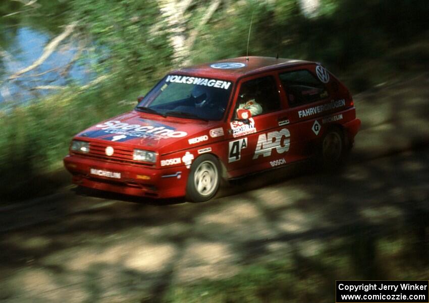 Jean-Paul Perusse / Martin Headland VW Golf Rallye prepare for the crossroads.