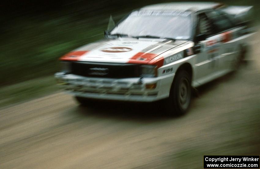 Bruno Kreibich / Jeff Becker Audi Quattro rocket down a straightaway on Blue Trail.