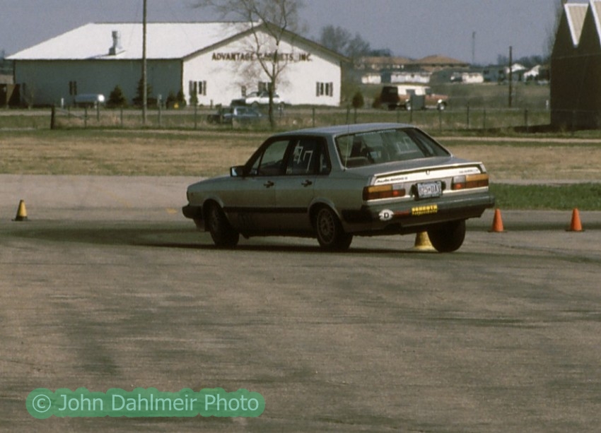 Jerry Winker in John Dahlmeier's H-Stock Audi 4000 Quattro at Owatonna Airport