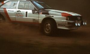 Paul Choinere / Scott Weinheimer Audi Quattro kicks up the dry dust at the spectator location in the Paul Bunyan.