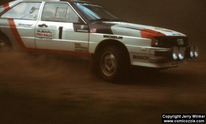 Paul Choinere / Scott Weinheimer Audi Quattro kicks up the dry dust at the spectator location in the Paul Bunyan.