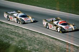 (67) Derek Bell / Steve Bren Porsche 962 and (68) John Andretti / Bob Wollek Porsche 962C