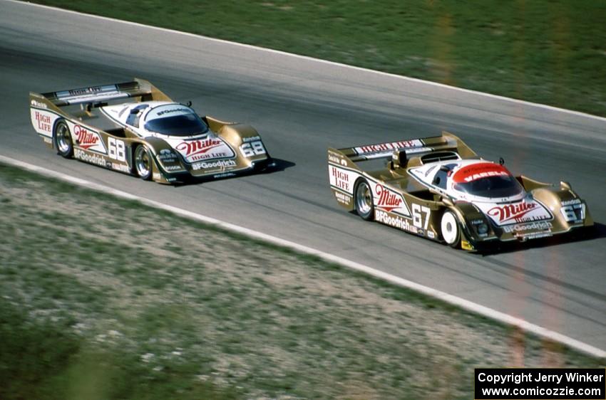 (67) Derek Bell / Steve Bren Porsche 962 and (68) John Andretti / Bob Wollek Porsche 962C