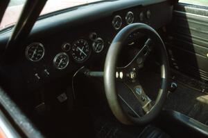 Cockpit gauges on the John Morton Datsun 510 on display at the Nissan tent