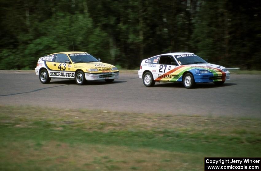 (27) Jerry Lustig / John Sherk Honda CRX Si and (43) Ed Conner / Tim Evans Honda CRX Si