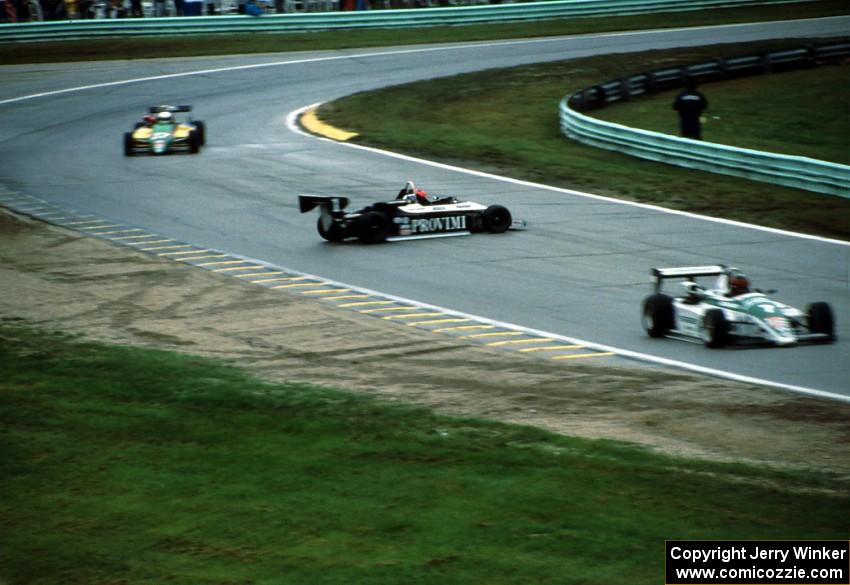 (7) Mark Smith, (1) a spinning Jeff Davis and (27) John Schaller all in Ralt RT-5s