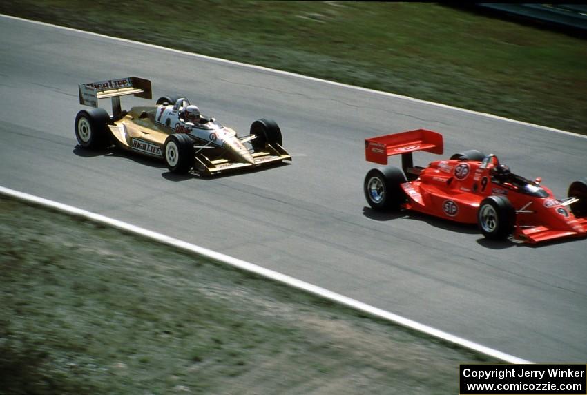 Danny Sullivan's Penske PC-18/Chevy prepares to pass Didier Theys' Lola T-88/00/Buick