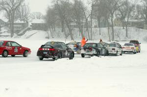 The cars are gridded for a sprint race on Saturday