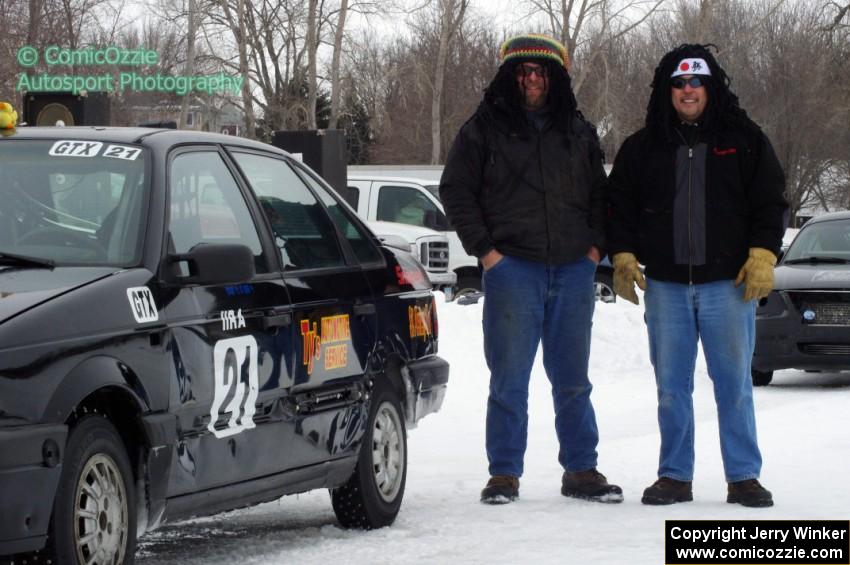 Ty Saiki and Pete Forrey next to their VW Passat