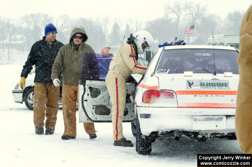 Brent Carlson / Aaron Jongbloedt / Will Cammack Subaru Impreza after a sprint race on Saturday