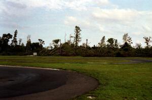 Damage at the infield go-kart track