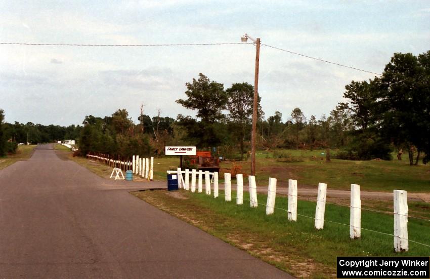 Damage along infield road and camping area between turns 9 and 10