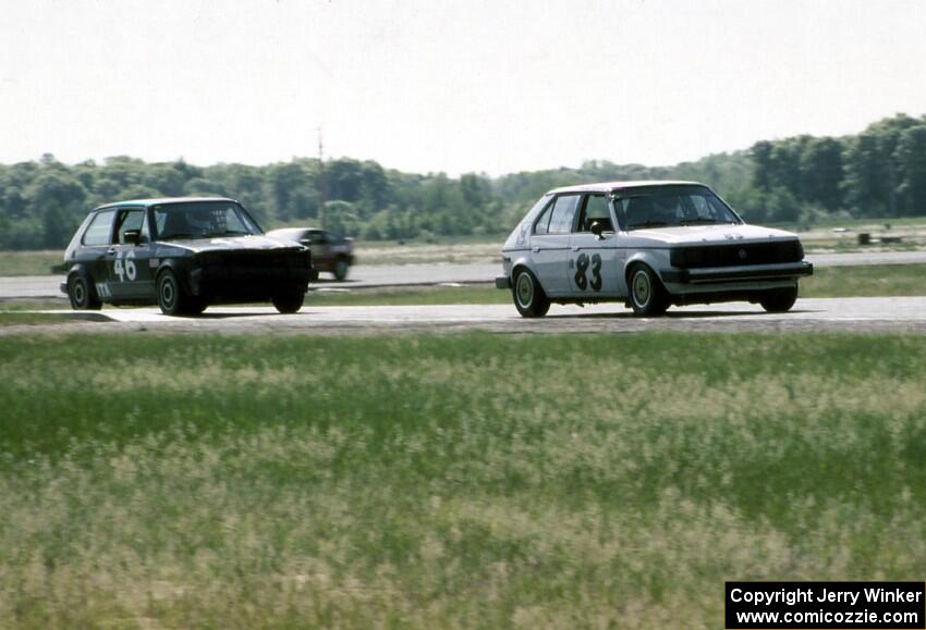 83) Mark Utecht's ITB Dodge Omni and 46) Kurt Ristow's ITA VW GTI