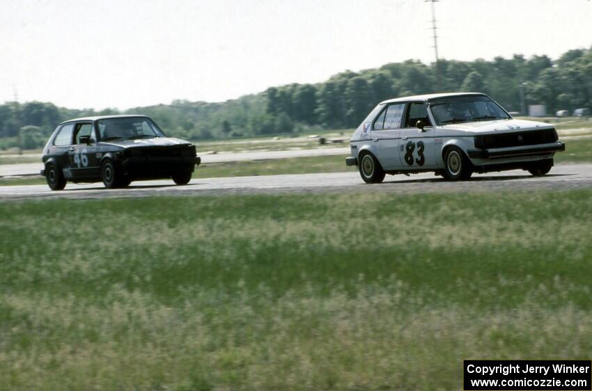 83) Mark Utecht's ITB Dodge Omni and 46) Kurt Ristow's ITA VW GTI