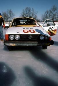 The John Kochevar / Bruce Rosand VW Scirocco after rolling at the end of the front straight.