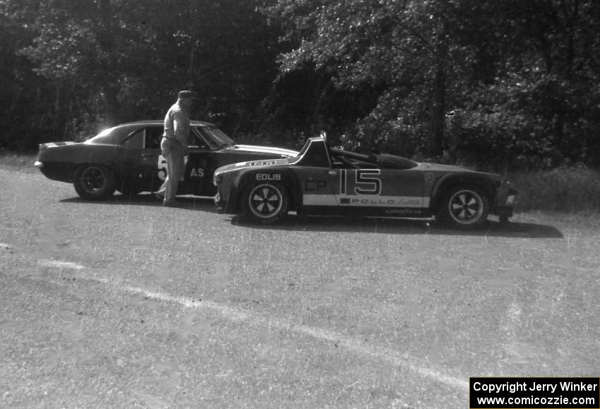 Bob McIntyre's A-Sedan Chevy Camaro next to Stephan Edlis' C-Production Porsche 914/6