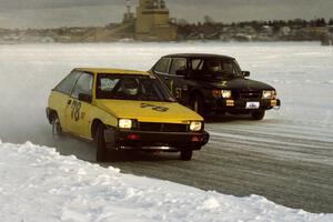 Cliff Ebben / Jim Ebben Dodge Colt Turbo battles the Dan Burhans, Sr. / Dan Burhans II / Tony Burhans SAAB 900