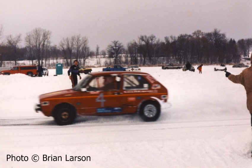 Len Jackson / Dave Kapaun VW Rabbit takes the checkered