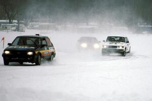 Chris Menard / Charlie Menard Toyota FX-16, Dan Burhans / Tammy Burhans SAAB 99 and Todd Freeman / ??? Honda CRX Si