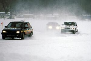 Chris Menard / Charlie Menard Toyota FX-16, Dan Burhans / Tammy Burhans SAAB 99 and Todd Freeman / ??? Honda CRX Si