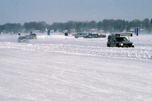 John Dozier's Honda Civic leads John Menard's Mazda 323GTX during the modified race