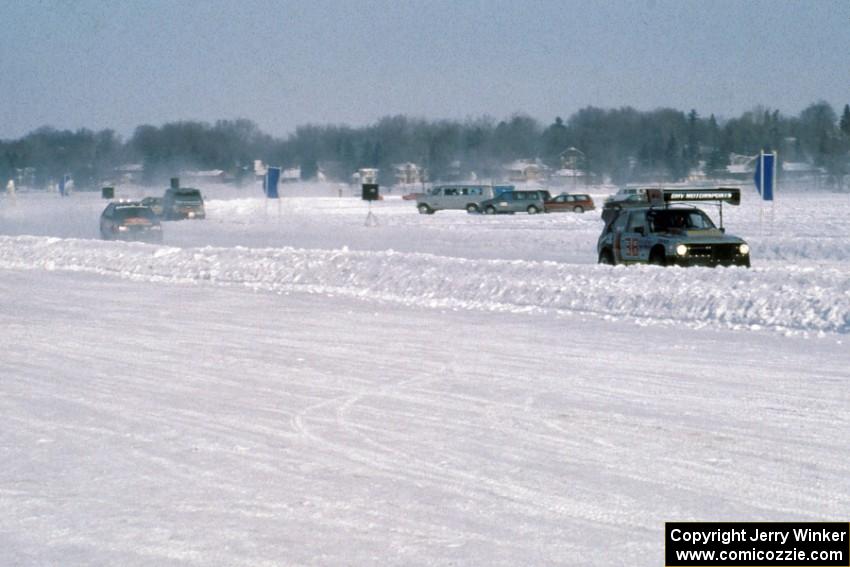 John Dozier's Honda Civic leads John Menard's Mazda 323GTX during the modified race