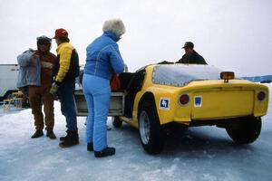 Scotty Bell's modified Volvo V-6 powered SAAB Sonnet II in the pits