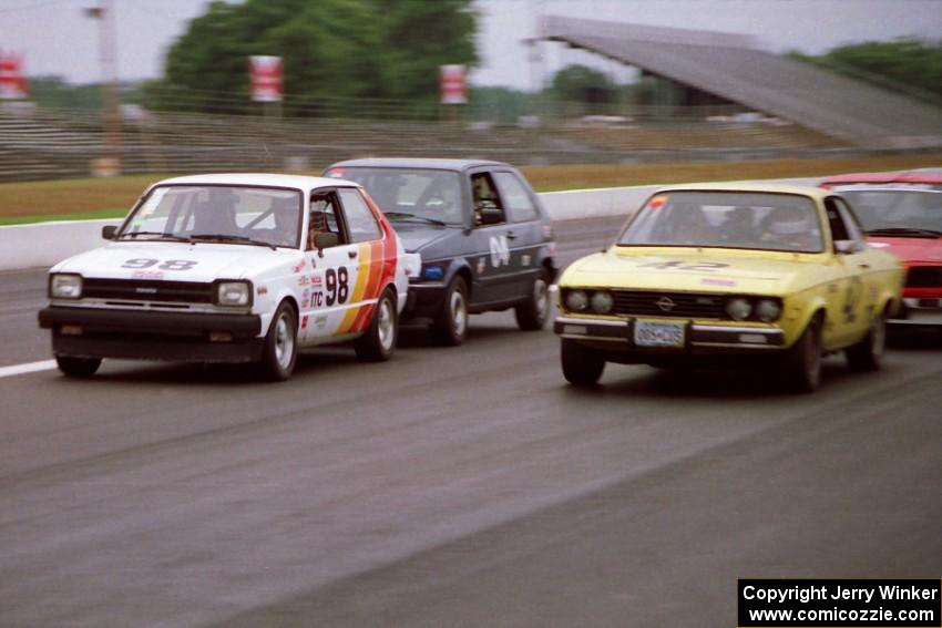 Randy Jokela's ITC Toyota Starlet, Dave Brown's ITB VW Golf and Greg Youngdahl's ITB Opel Manta