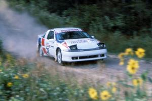 The Todd Bawden / Martin Headland Mitubishi Eclipse at speed down Indian Creek Forest Rd.