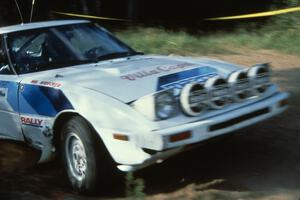 The Bryan Pepp / Dean Rushford Mazda RX-7 at the 90-right on Indian Creek Forest Rd.