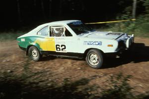 The John Moore / Mike McAdoo Mazda RX-3 at the 90-right on Indian Creek Forest Rd.