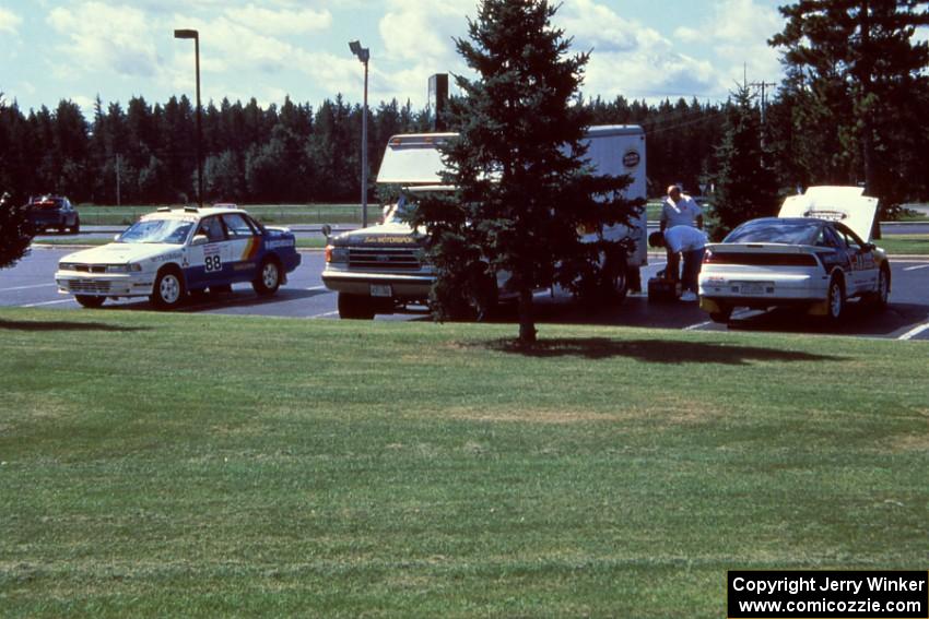 The Sakis Hadjiminas / Tom Burgess Mitsubishi Galant and the Ivan Orisek / Olga Orisek Mitsubishi Eclipse.