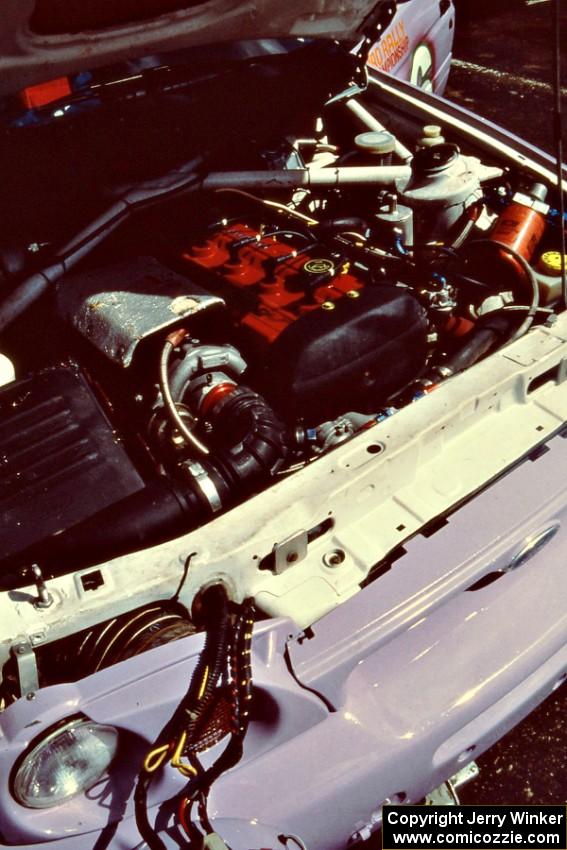 Engine bay of the Carl Merrill / J. Jon Wickens Ford Escort Cosworth RS.