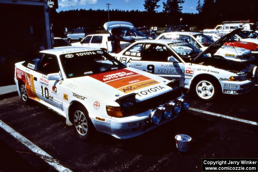 The Vinnie Frontinan / Frank Arruda Toyota Celica GT4 and the Peter Cunningham / Joe Andreini Acura Integra at parc expose.
