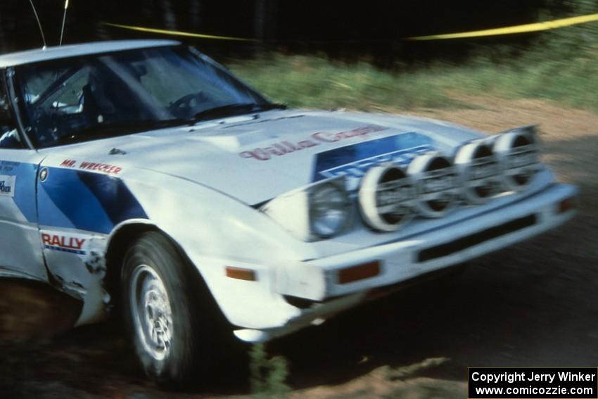 The Bryan Pepp / Dean Rushford Mazda RX-7 at the 90-right on Indian Creek Forest Rd.