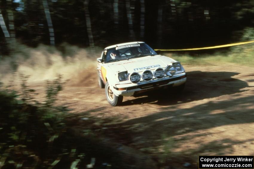 The Jim Dale / Scott Justus Mazda RX-7 at the 90-right on Indian Creek Forest Rd.
