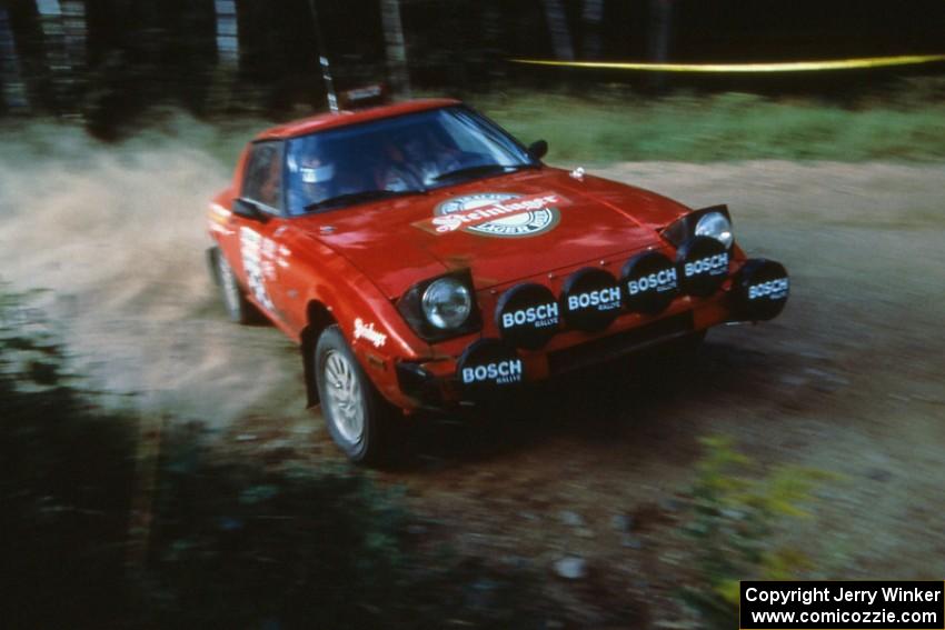 The Bruce Newey / Kennon Rymer Mazda RX-7 at the 90-right on Indian Creek Forest Rd.
