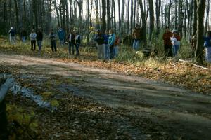 Anxious spectators walked in from the finish of SS1, Beacon Hill.