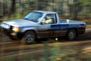 Chad Dykes / Pat Hanson Mitsubishi Pickup comes into the finish of SS1.