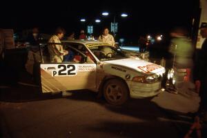 Barry Latreille / Sandy Latreille Ford Escort GT gets service in L'Anse. However, they DNF'ed shortly after.