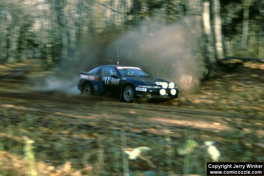 Cal Landau / Eric Marcus Mitsubishi Eclipse hits a puddle near the end of SS1, Beacon Hill.