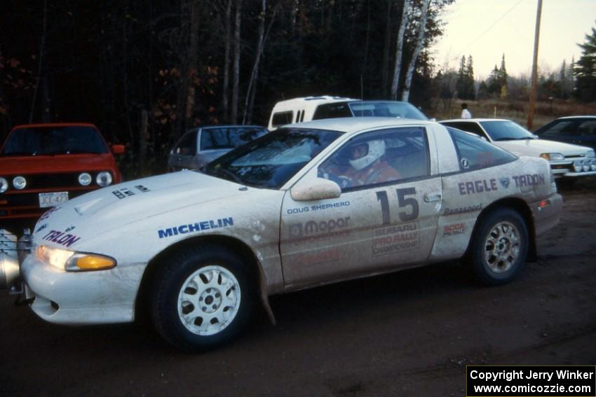 Doug Shepherd / Pete Gladysz line up for the start of the next stage in their Eagle Talon.