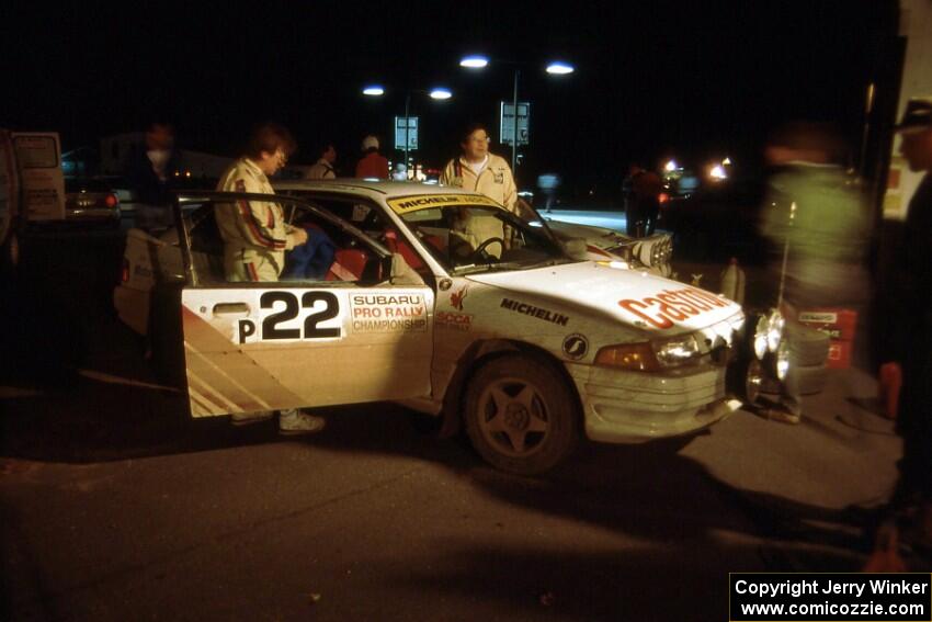 Barry Latreille / Sandy Latreille Ford Escort GT gets service in L'Anse. However, they DNF'ed shortly after.